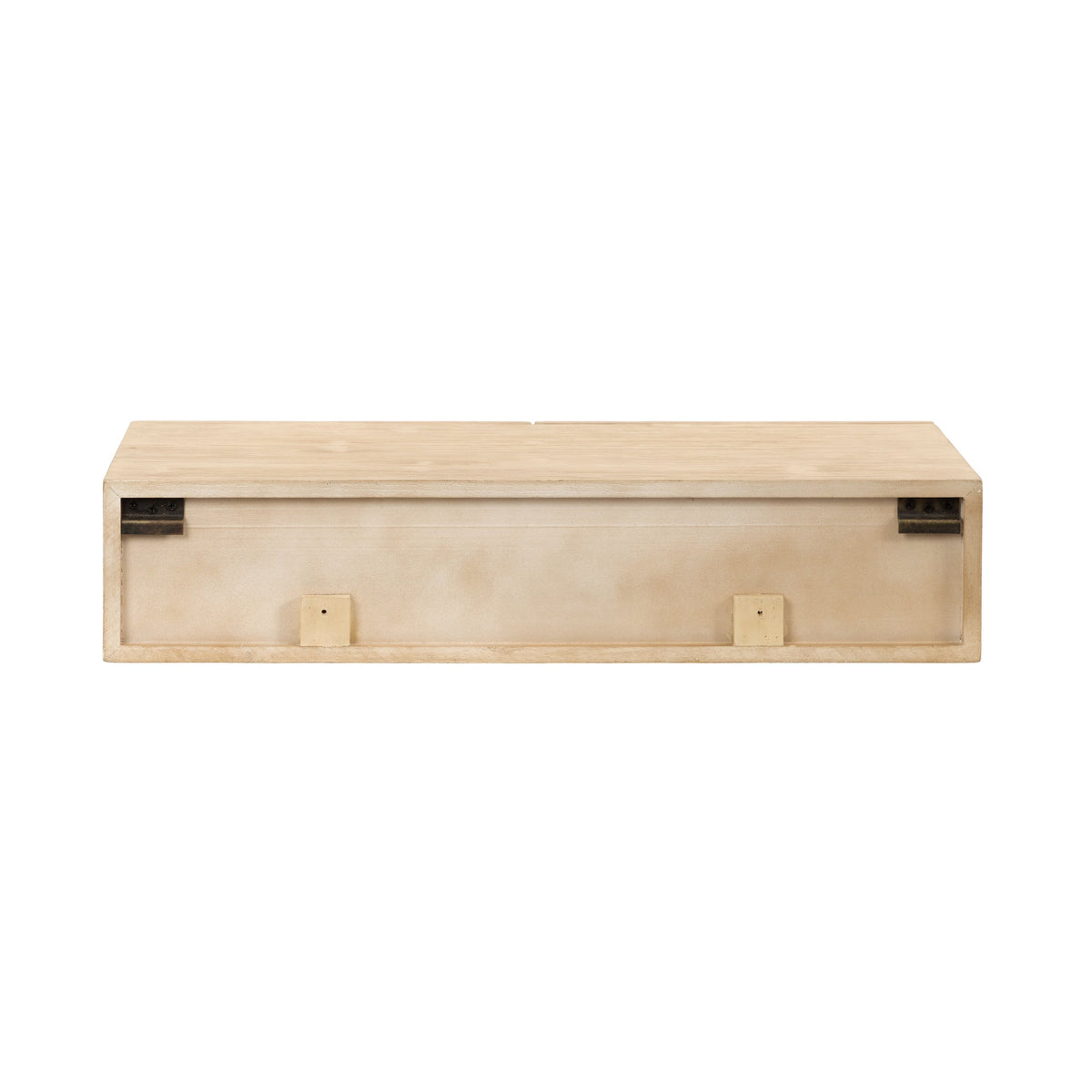 Coastal rattan wall console with two storage drawers for a beach house entryway or hallway
