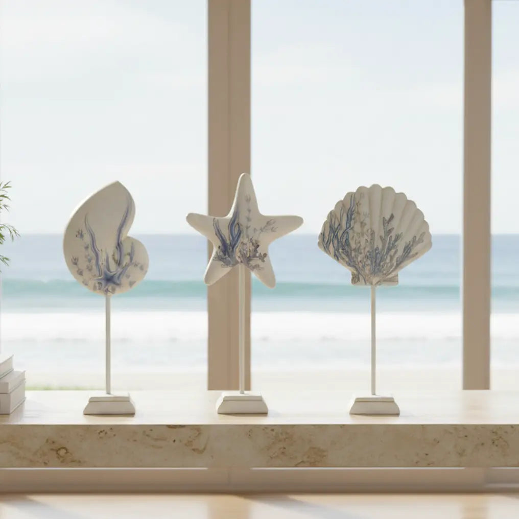 Coastal Sea Life Sculptures Set Loving Coastal Living