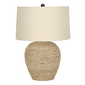 25" Coastal Table Lamp with Rattan Base & Linen Drum Shade HouseOfZazla