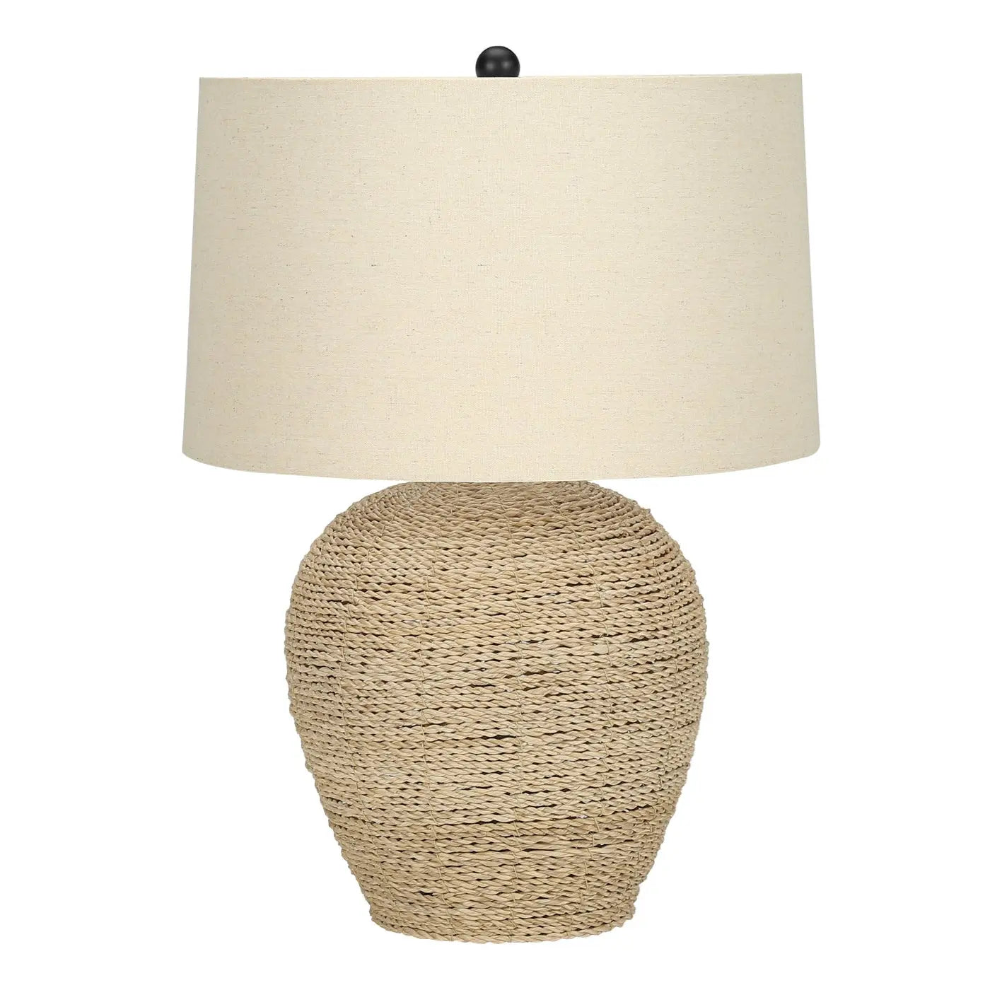25" Coastal Table Lamp with Rattan Base & Linen Drum Shade HouseOfZazla