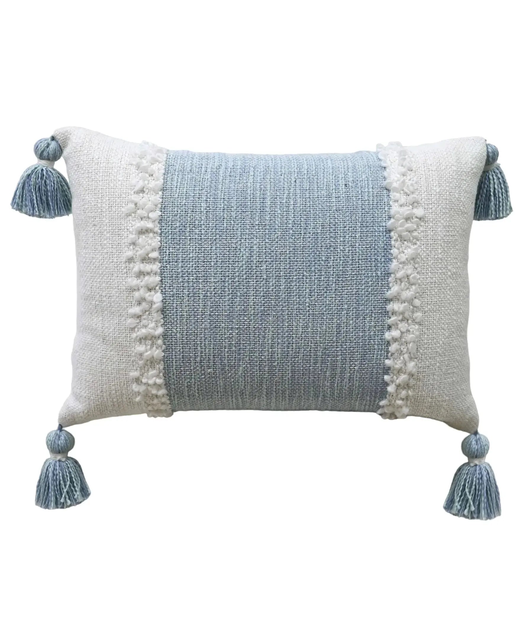 decorative pillow with textured weave and neutral tones