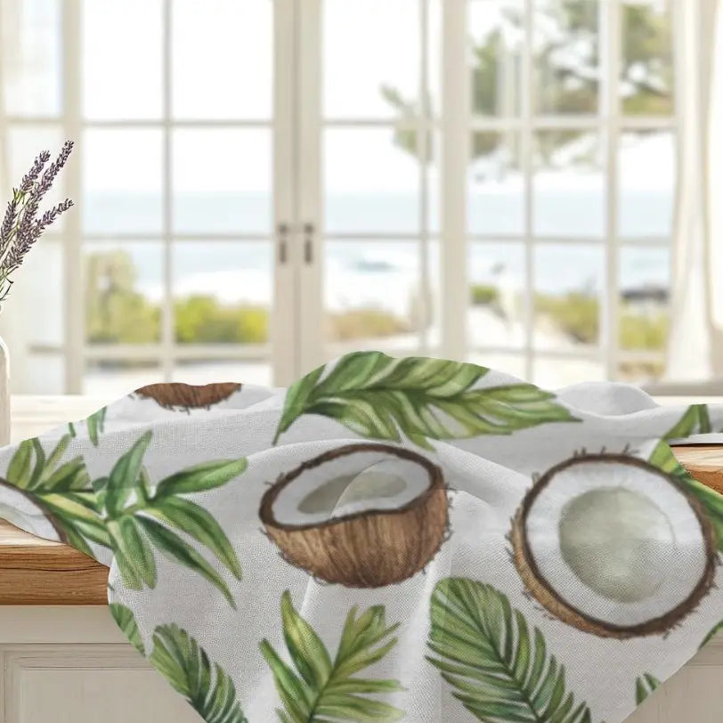 Tropical Coconut Dish Towel Printify