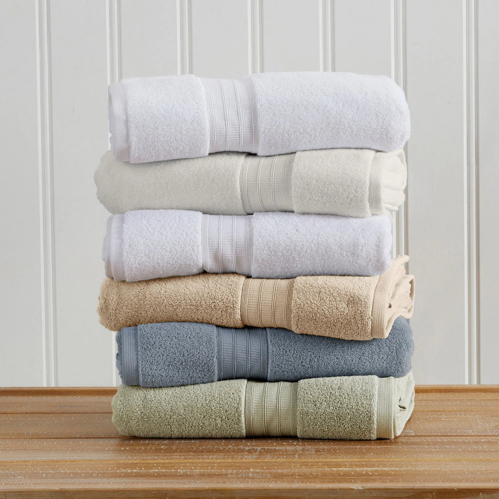 100% cotton premium bath towel set, Chiara Collection by Great Bay Home, 6 towels in white, ivory, lavender, taupe, blue-gray, sage