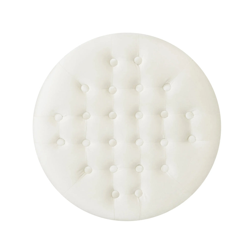 Cream Velvet Round Ottoman HouseOfZazla