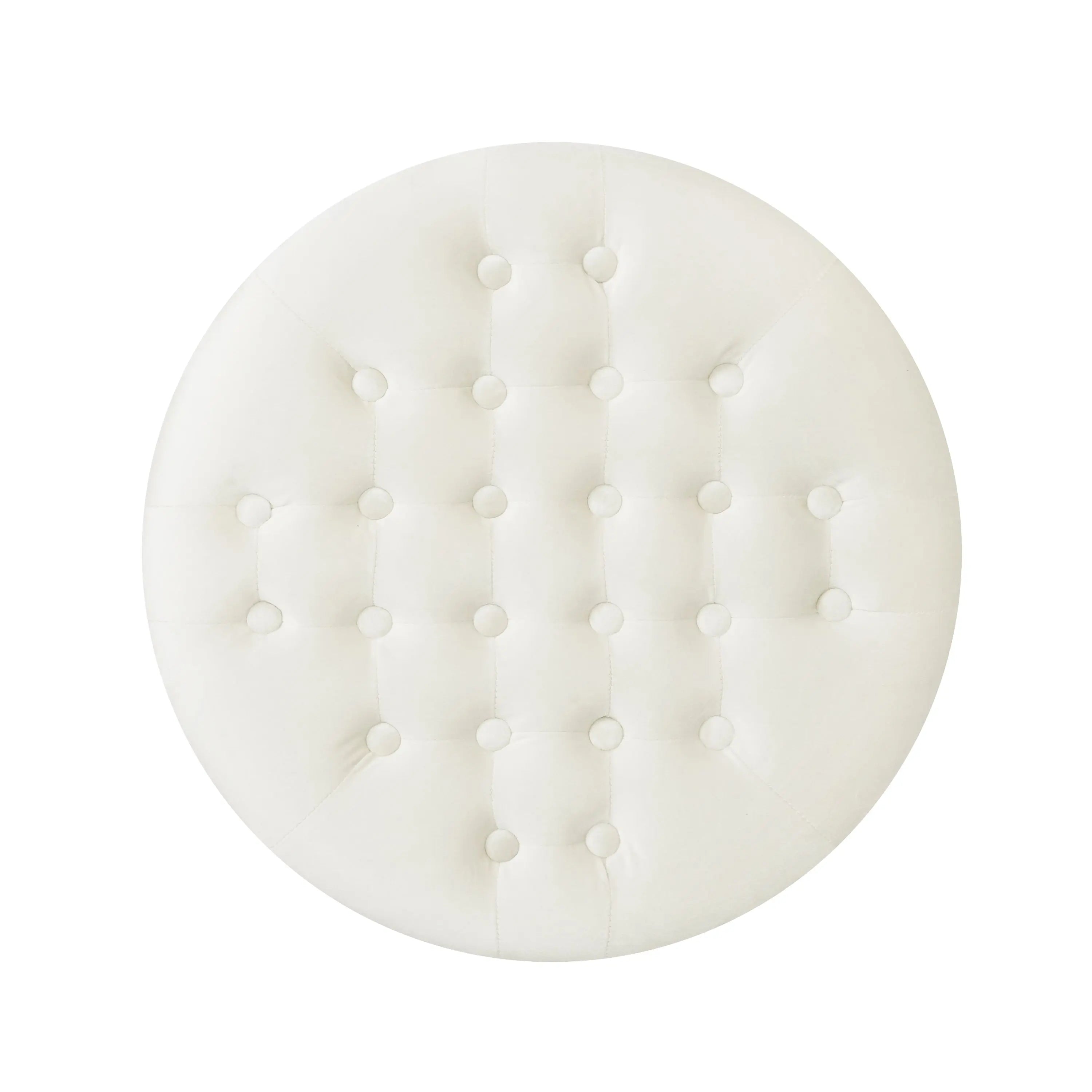 Cream Velvet Round Ottoman HouseOfZazla