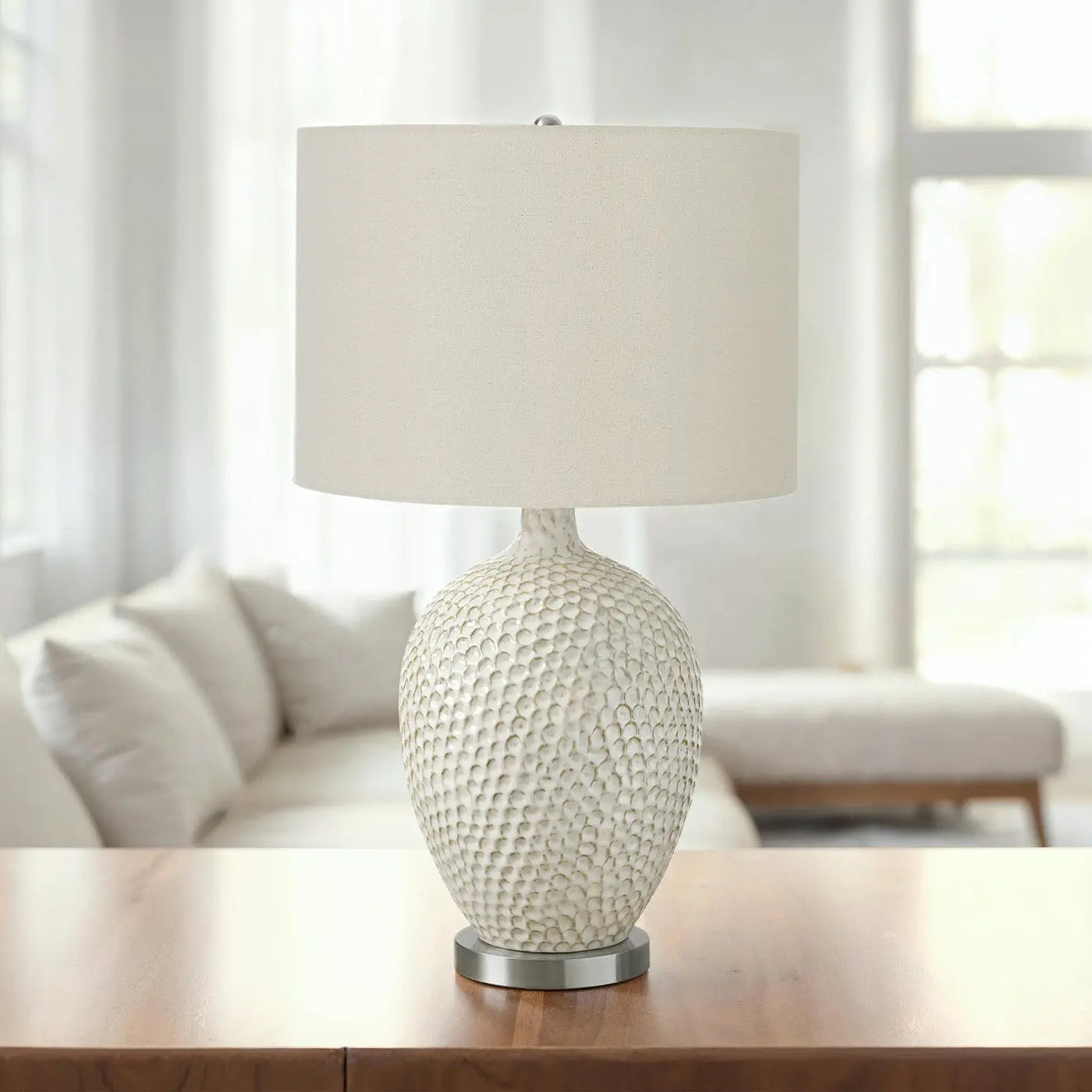 Contemporary Cream Ceramic Table Lamp HouseOfZazla