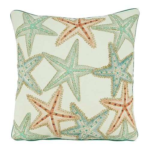 Square starfish decorative cushion designed for coastal and casual modern interiors.