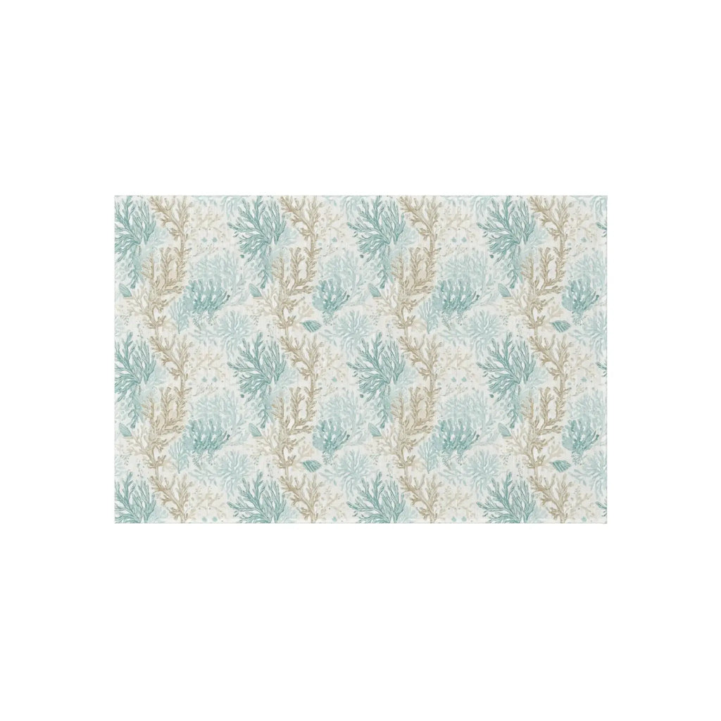 Coral Cove polyester chenille outdoor rug with vibrant seafoam print