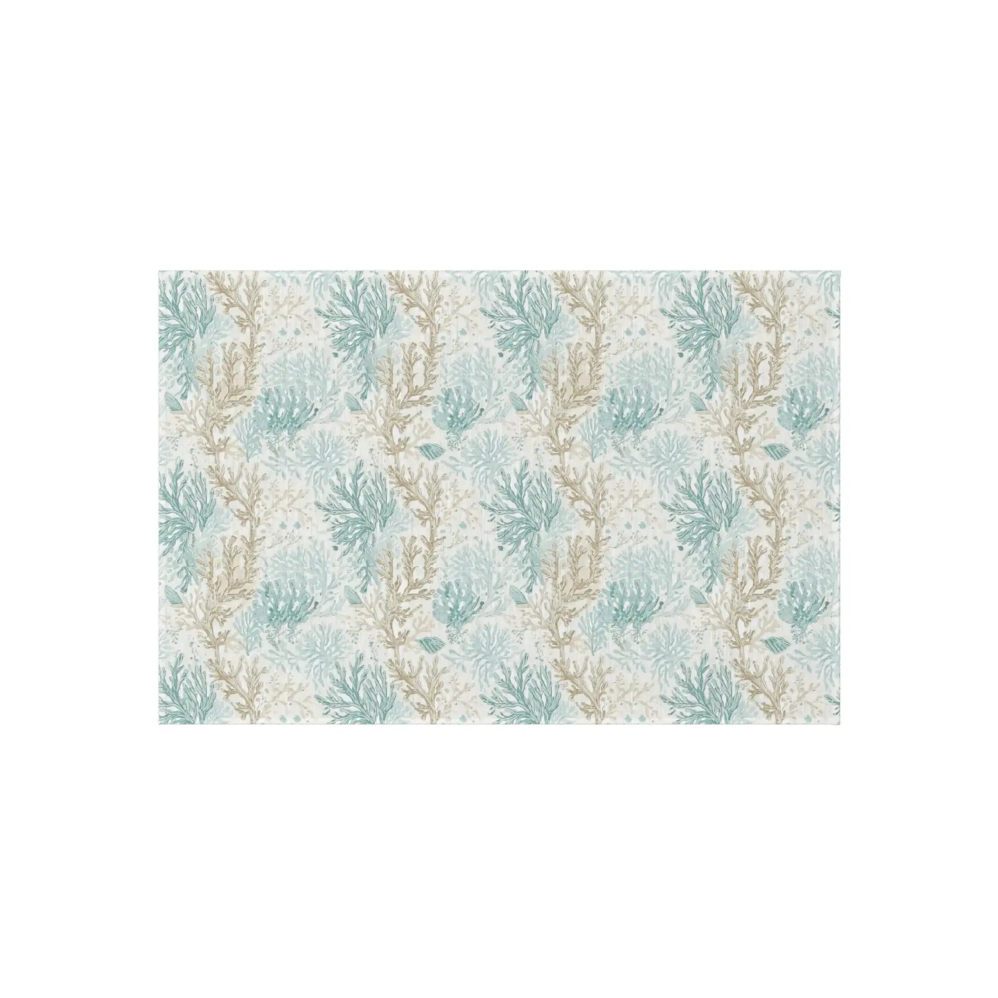 Coral Cove polyester chenille outdoor rug with vibrant seafoam print