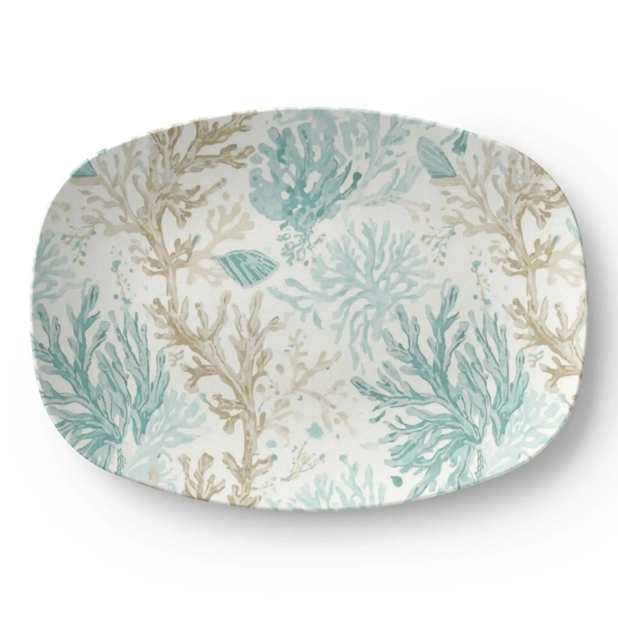 Coral Cove serving platter styled for beach-inspired dining and gatherings.