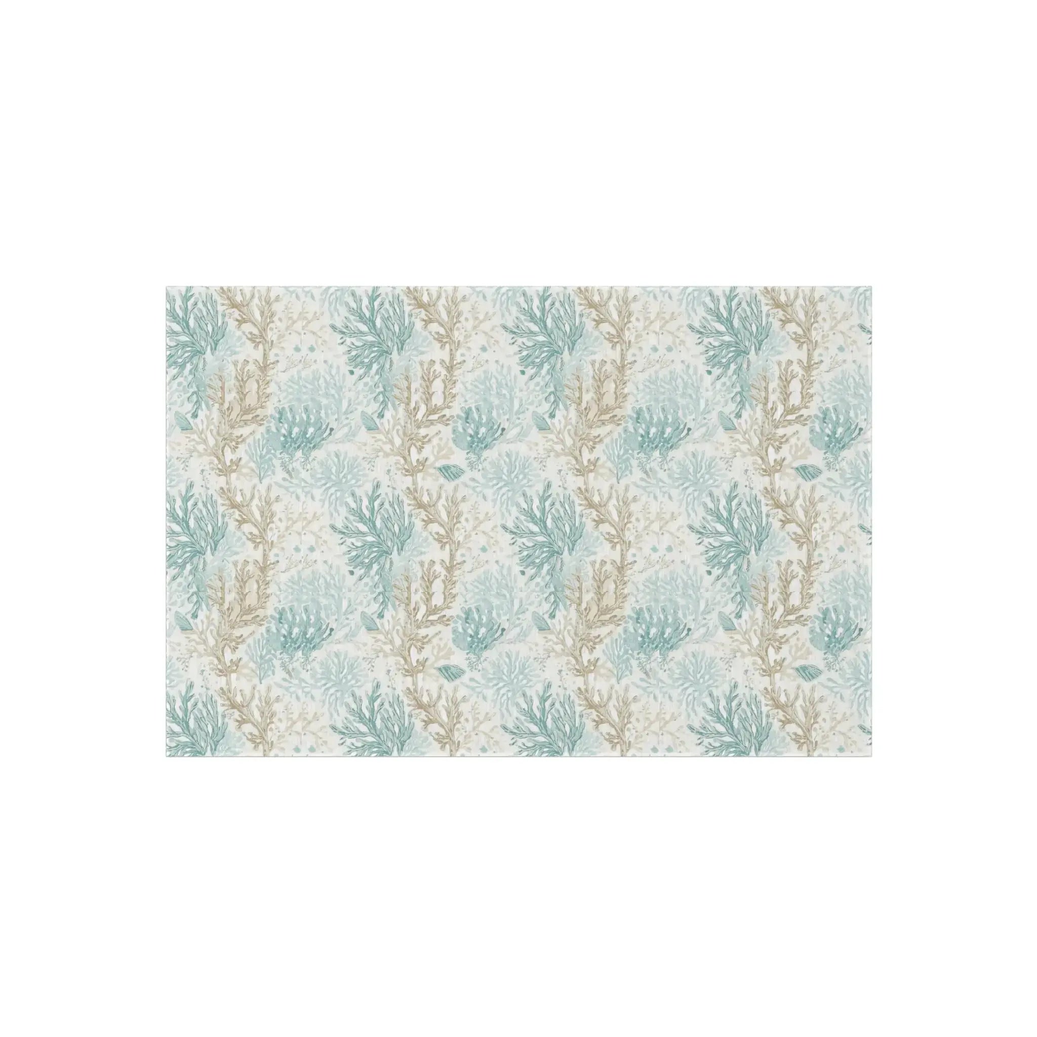Coral Cove polyester chenille outdoor rug with vibrant seafoam print.