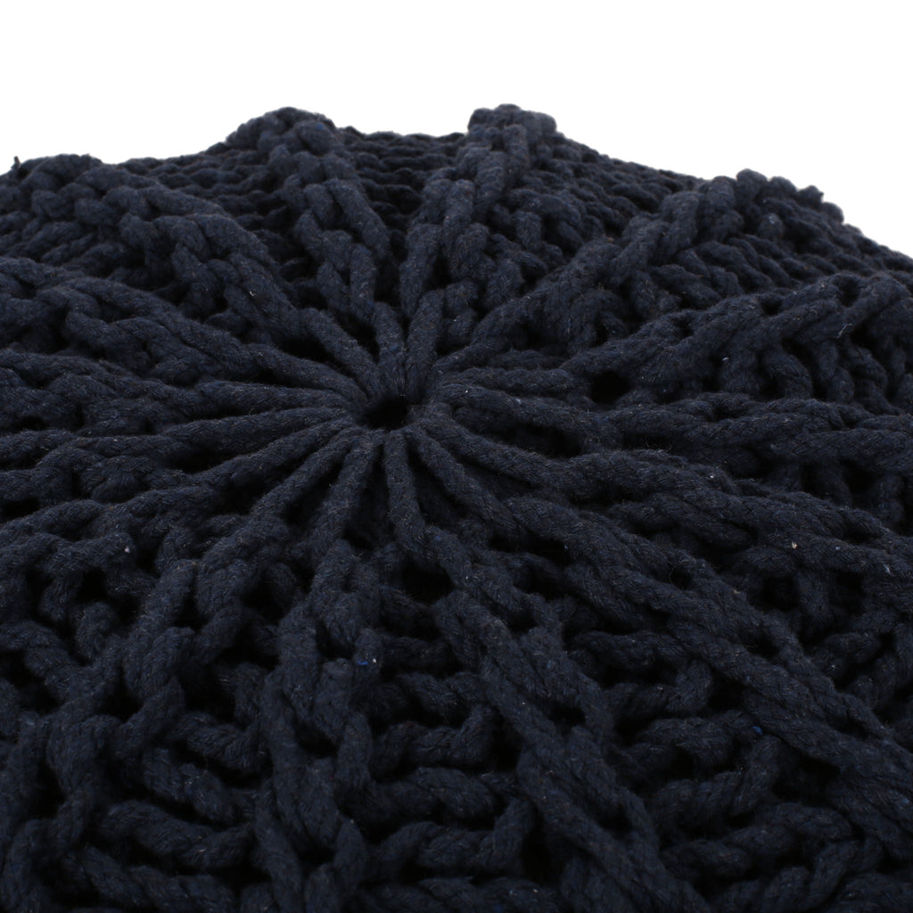 Bordeaux Knitted Round Pouf Ottoman And Floor Cushion  Accent Poufs