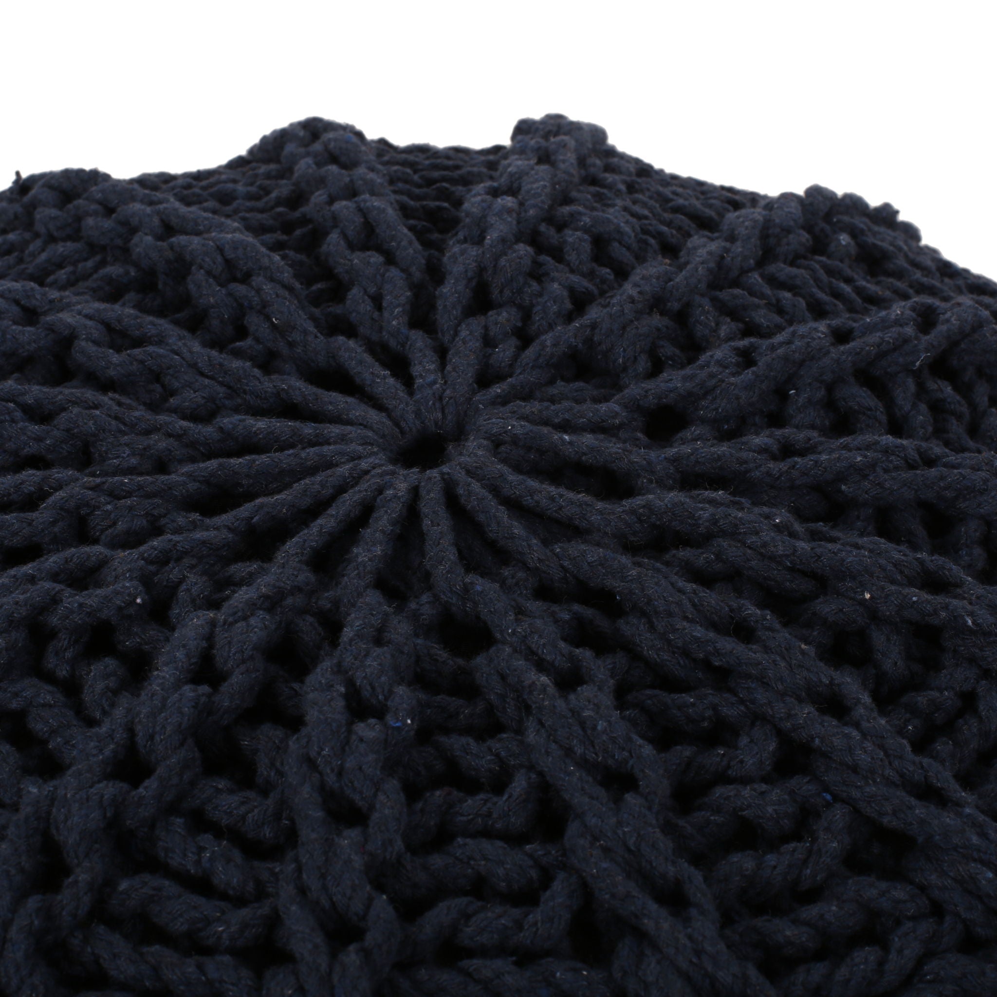 Bordeaux Knitted Round Pouf Ottoman And Floor Cushion  Accent Poufs