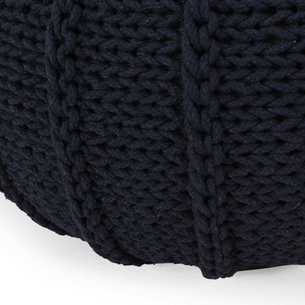Bordeaux Knitted Round Pouf Ottoman And Floor Cushion  Accent Poufs
