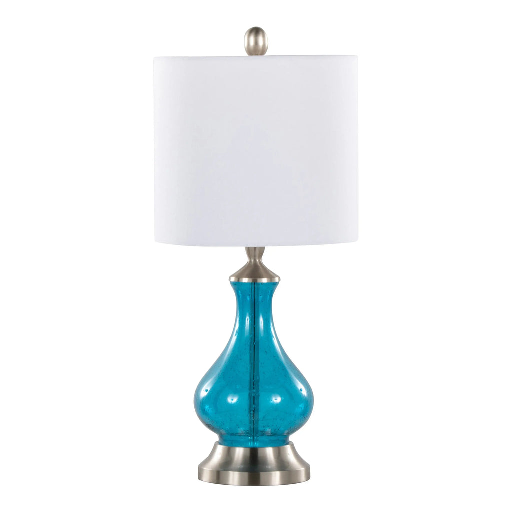 Coastal Blue Seeded Glass Drum Shade Table Lamp HouseOfZazla