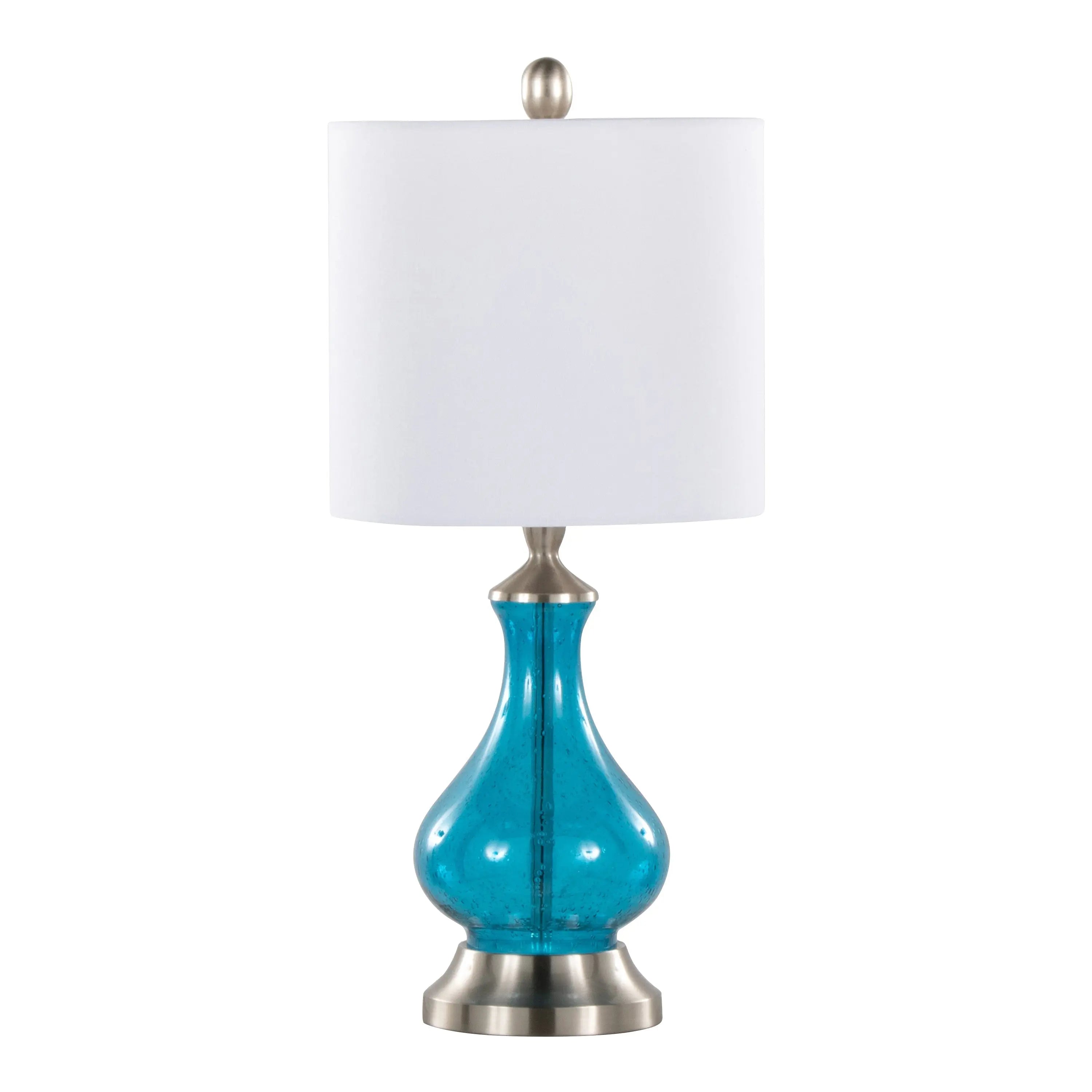 Coastal Blue Seeded Glass Drum Shade Table Lamp HouseOfZazla