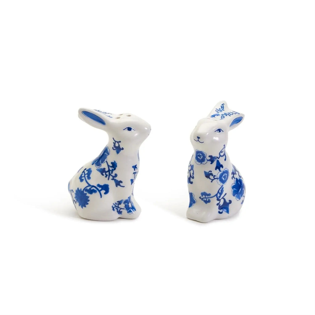 Hand Painted Porcelain Bunny Salt & Pepper Shakers BandsCo Straps