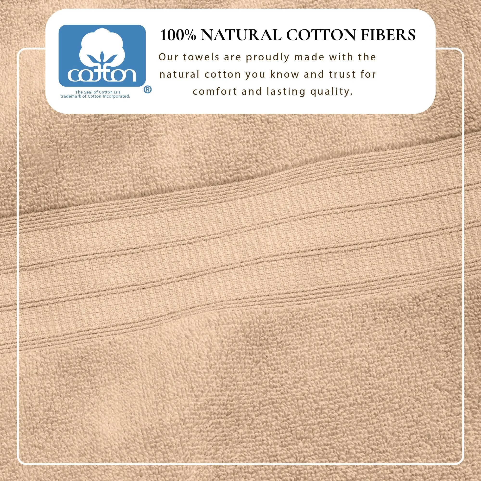 100% Cotton Premium Bath Towel Set, Great Bay Home Chiara Collection, beige