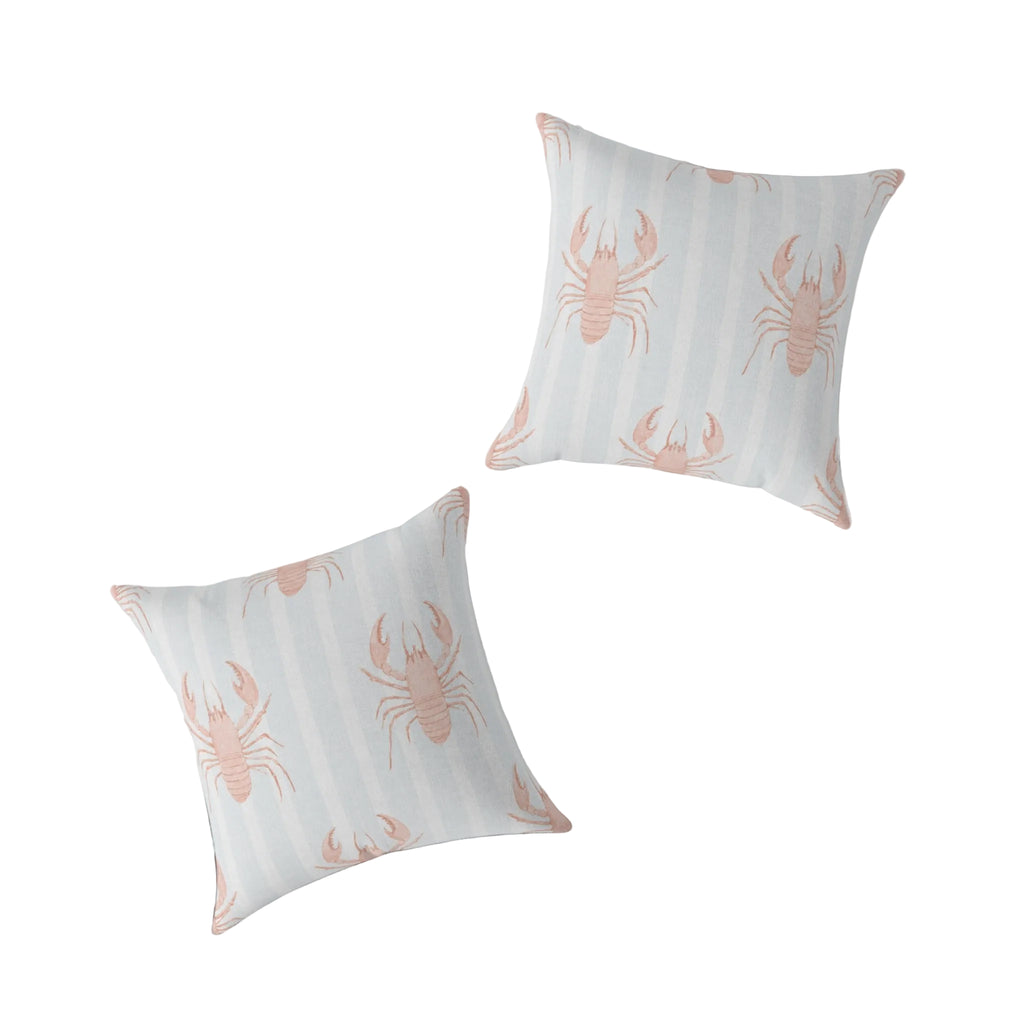 Lobster pattern square throw pillow cover for coastal and nautical home decor