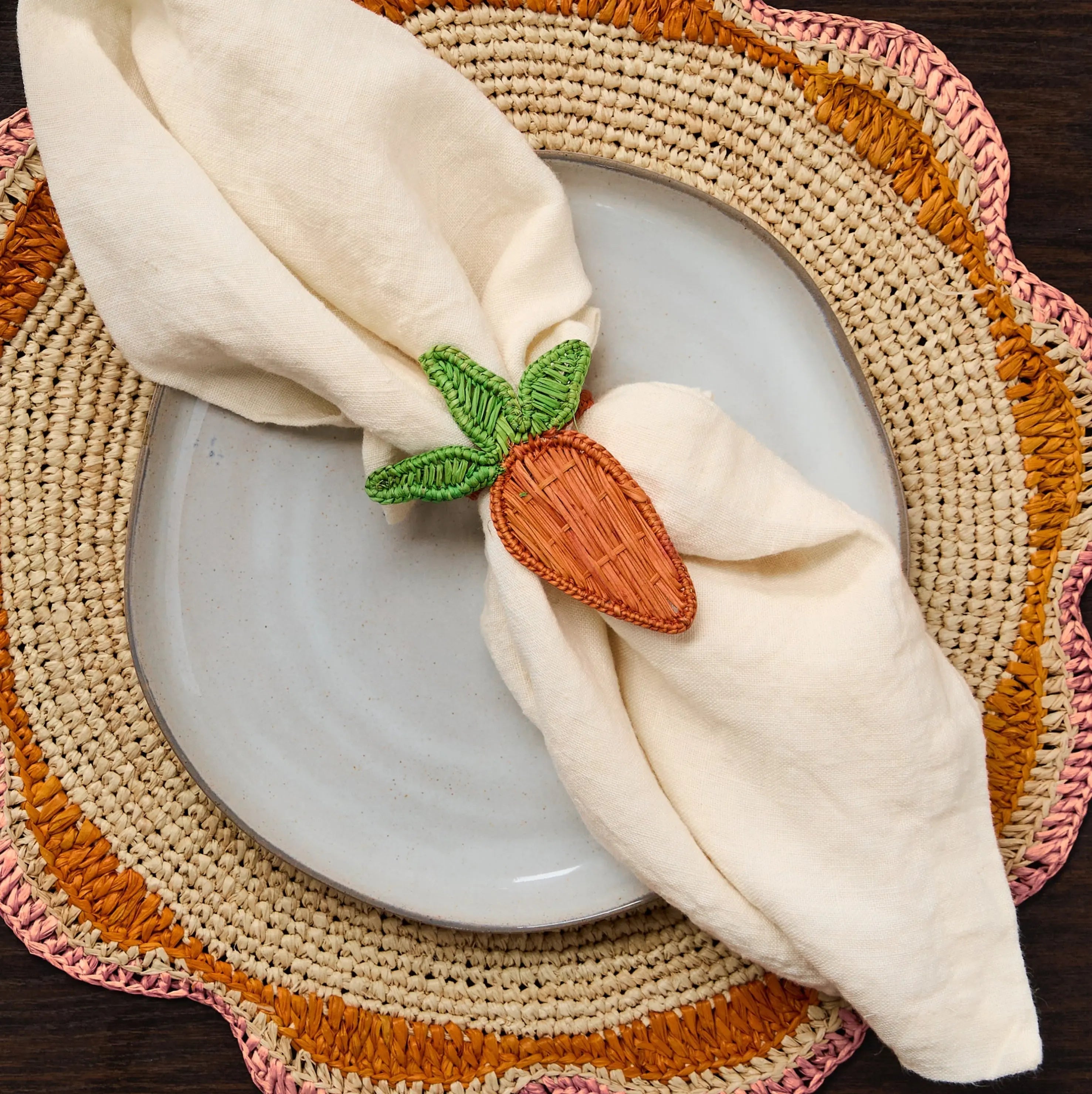 Carrot Handwoven Napkin Rings Set of 4 Payton James