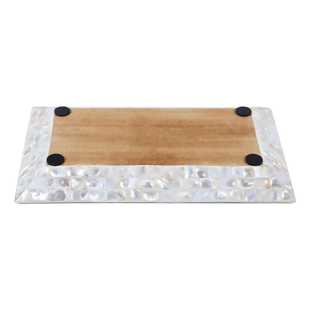 Decorative Tray Mother of Pearl White Vanity & Dresser Organizer – 12" x 7"  Decorative Tray