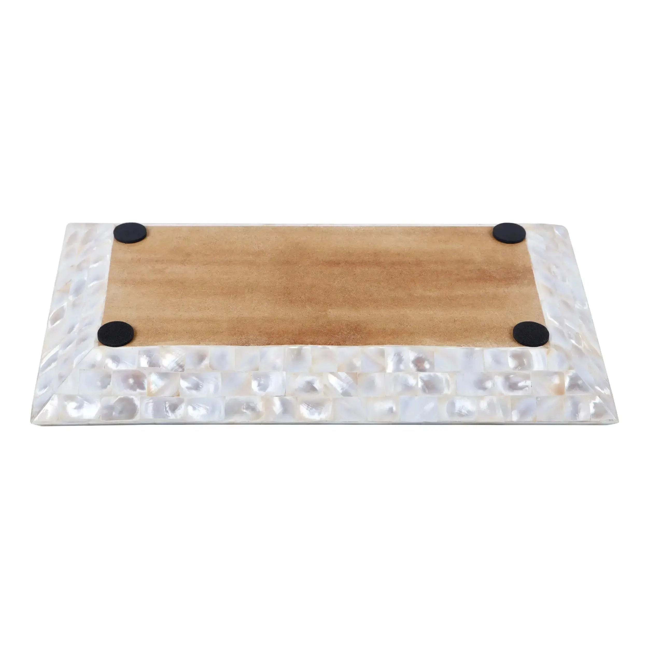 Decorative Tray Mother of Pearl White Vanity & Dresser Organizer – 12" x 7"  Decorative Tray