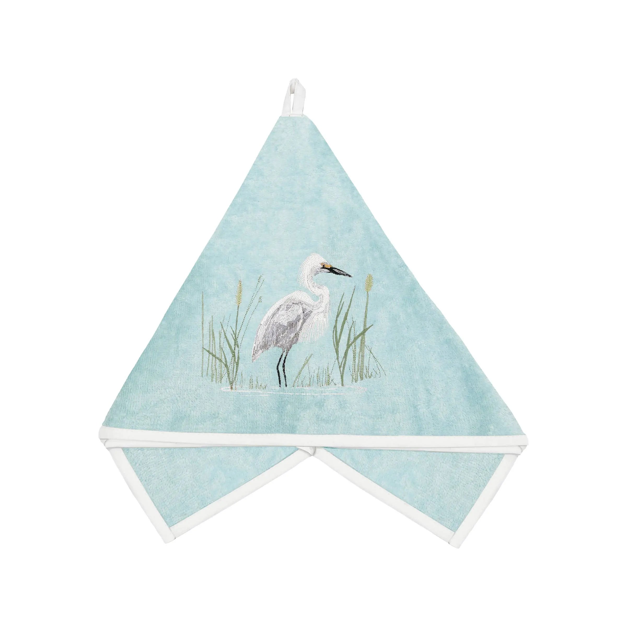 White Egret Bird Terrycloth Guest Hand Towel Loving Coastal Living