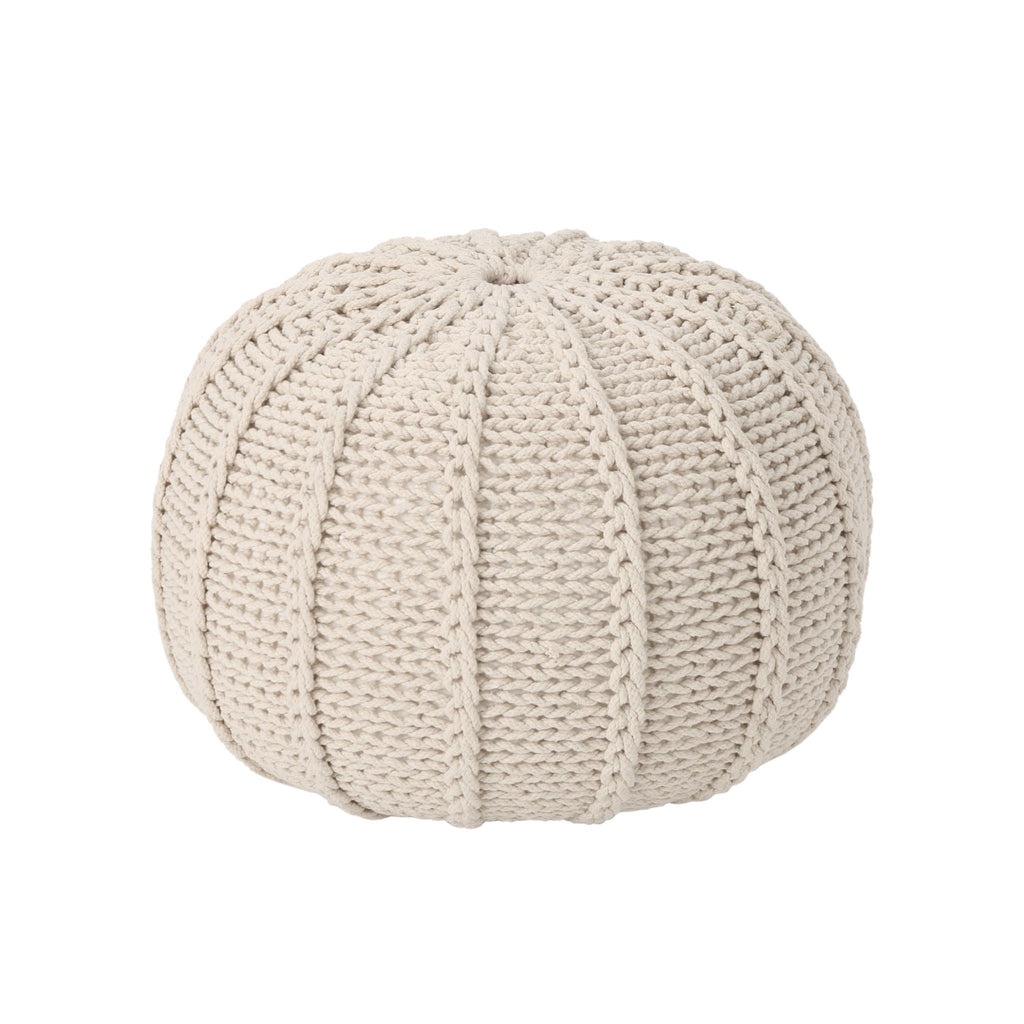 Bordeaux Knitted Round Pouf Ottoman And Floor Cushion  Accent Poufs