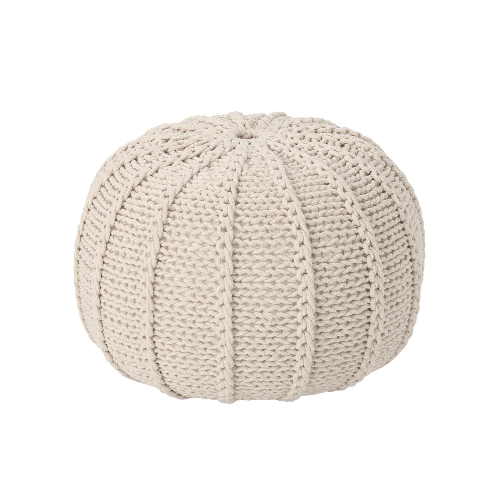 Bordeaux Knitted Round Pouf Ottoman And Floor Cushion  Accent Poufs