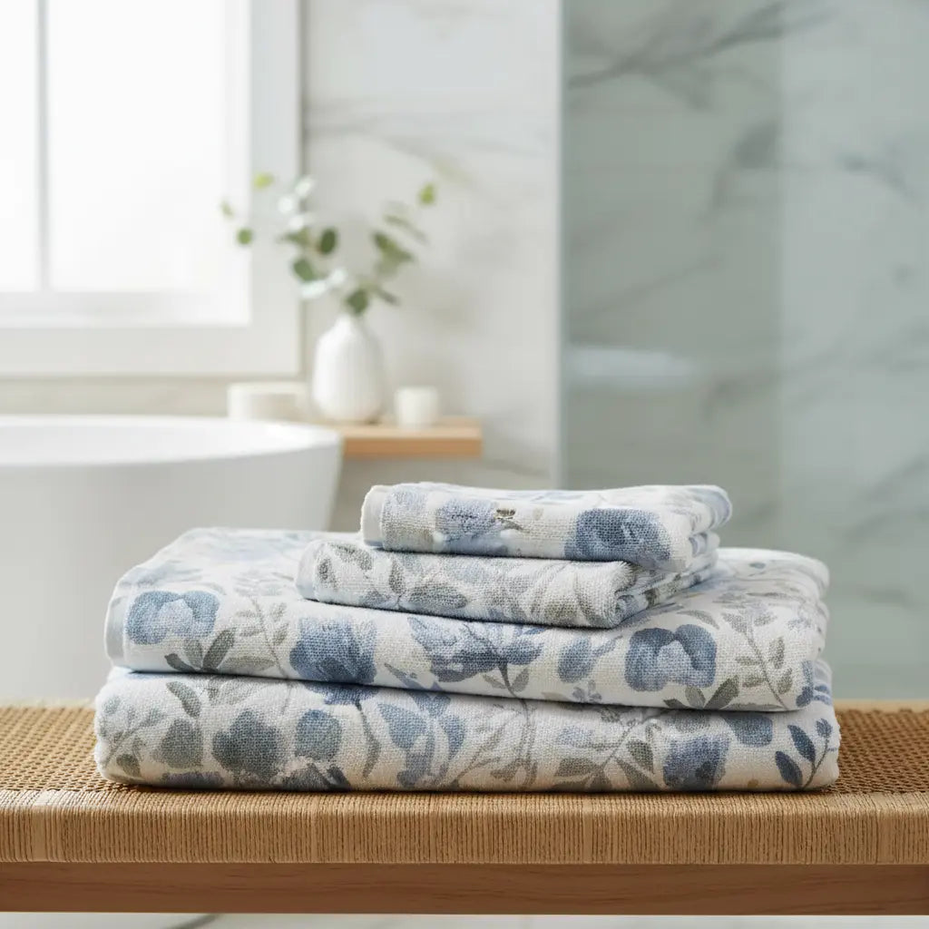 Harbor Bloom Mink Cotton Bath Towel Printify