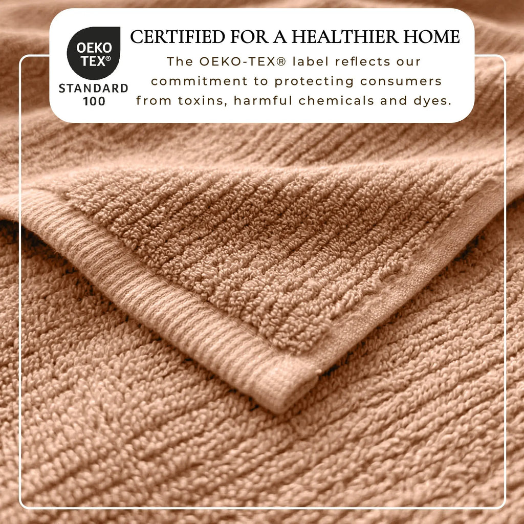 Turkish Cotton Ribbed 6-Piece Bath Towel Set by Great Bay Home, Georgiana Collection, tan