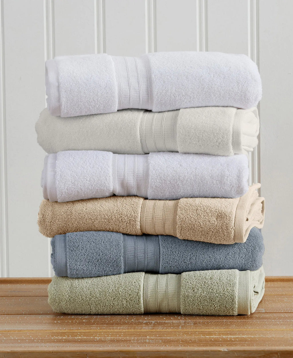 Chiara Collection bath towel set by Great Bay Home; 100% cotton, assorted colors, 6 towels.