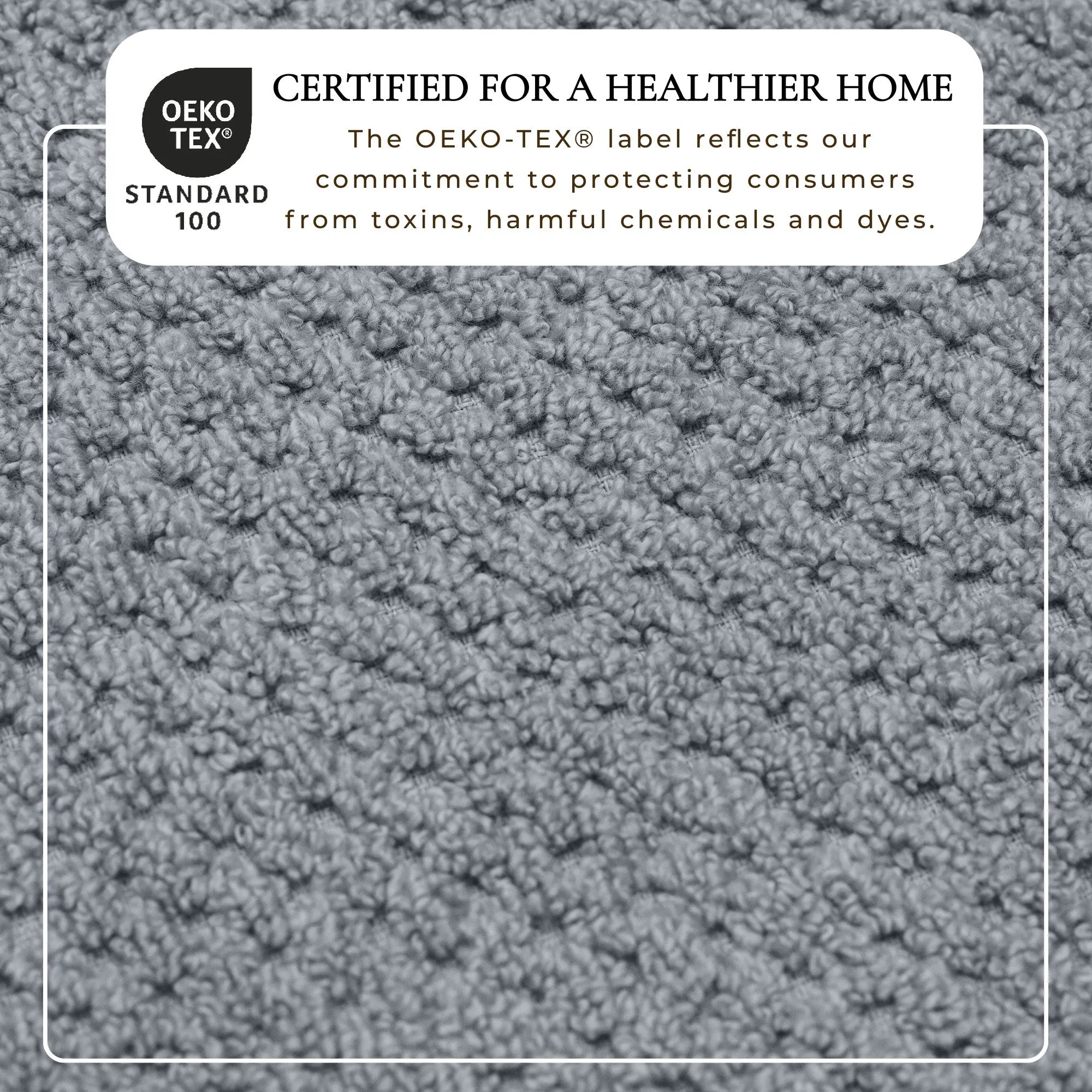 Giuliana Collection bath towel set, gray 100% cotton checkered jacquard, OEKO-TEX certified, Great Bay Home