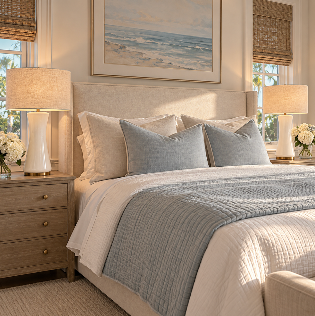 White table lamp featuring understated gold accents.