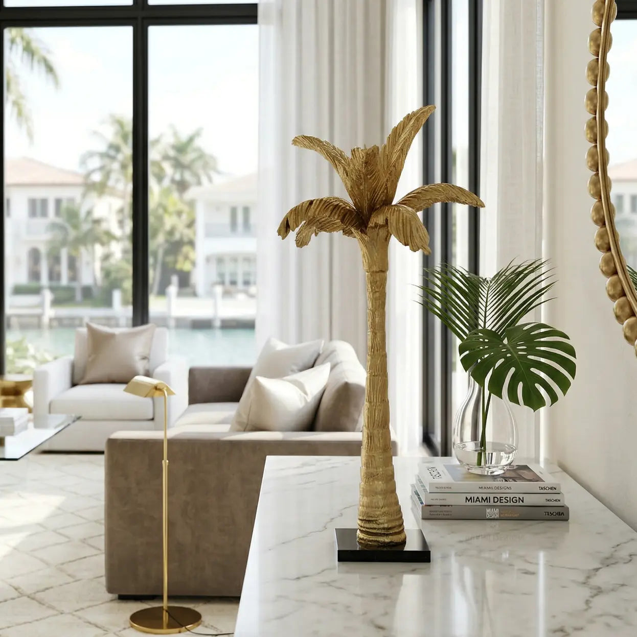 Tropical Gold Palm Statue  Sculptures & Statues