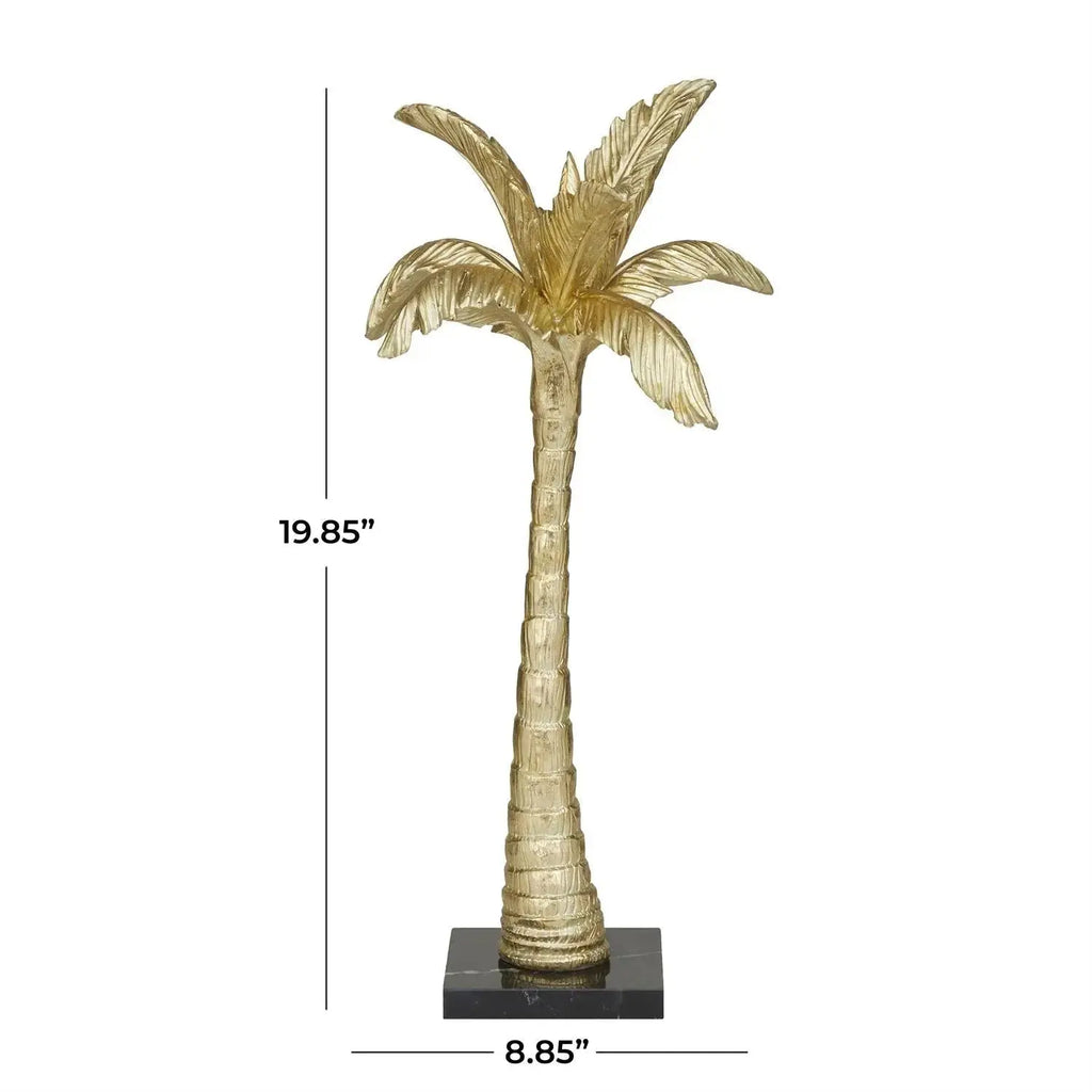 Gold Polystone Tree Palm Decorative Sculpture Loving Coastal Living