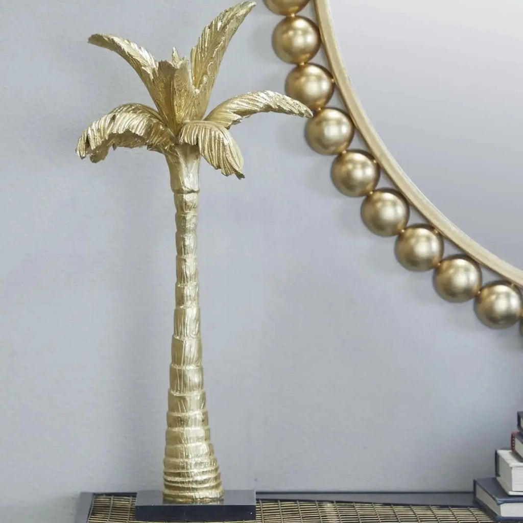 Gold Polystone Tree Palm Decorative Sculpture Loving Coastal Living