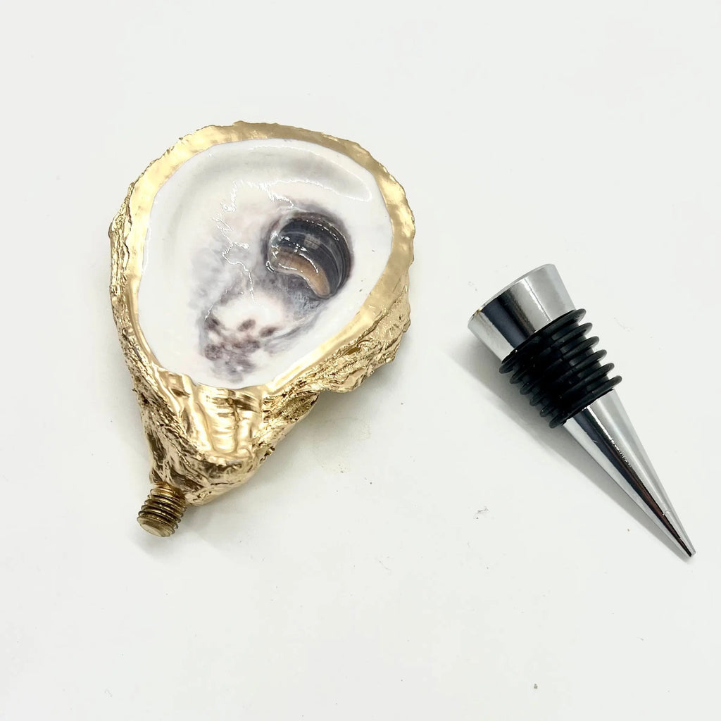 Luxury Coastal Oyster Shell Wine Stopper The Gilded Shell