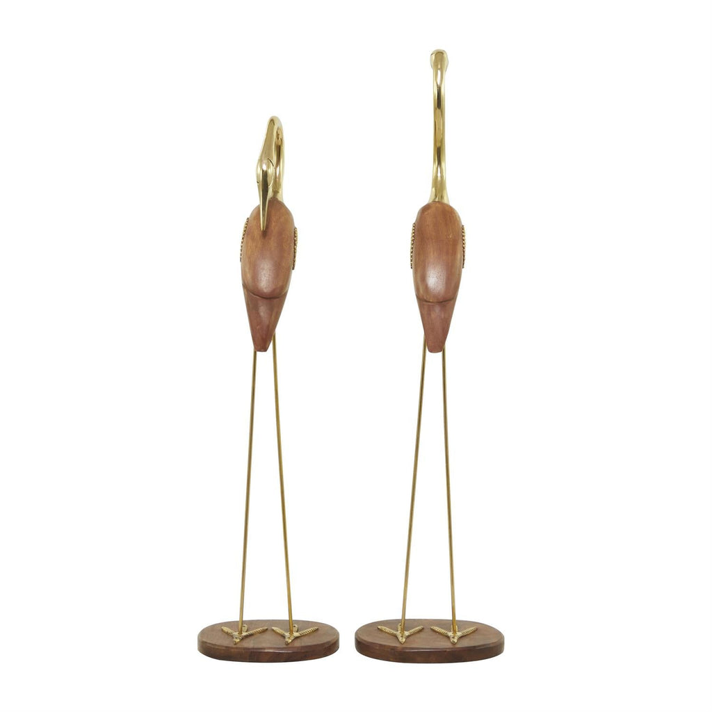 Gold Wood Bird Sculpture – Elegant Nature-Inspired Decor  Sculptures & Statues