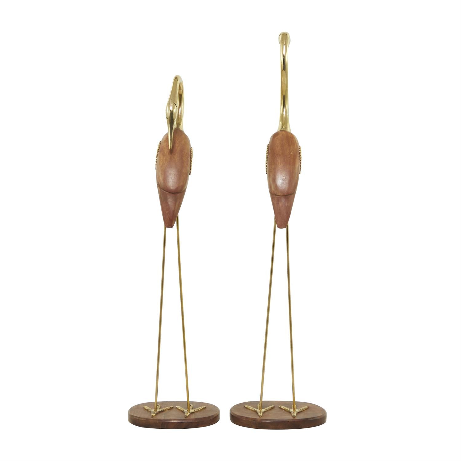 Gold Wood Bird Sculpture – Elegant Nature-Inspired Decor  Sculptures & Statues