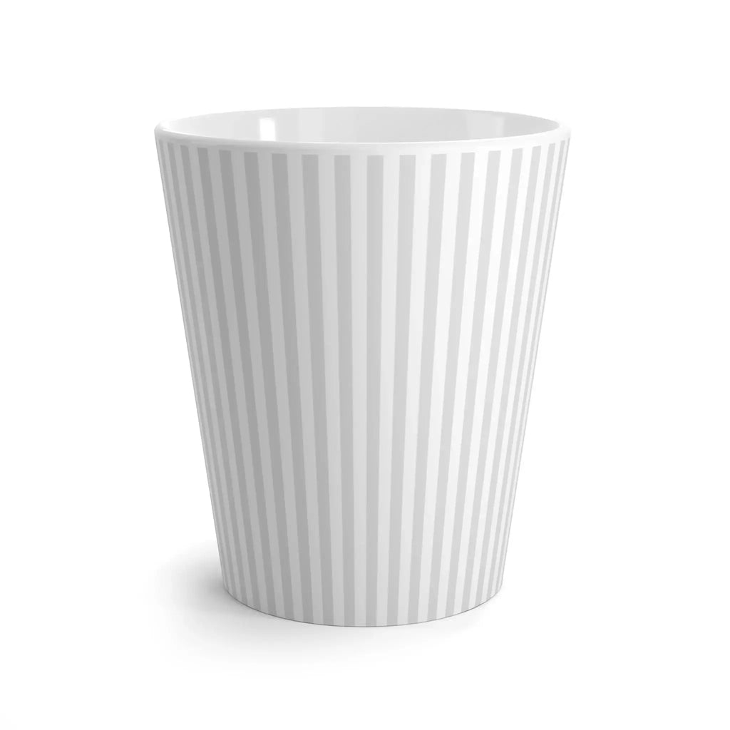 Modern gray and white striped coffee mug for everyday use