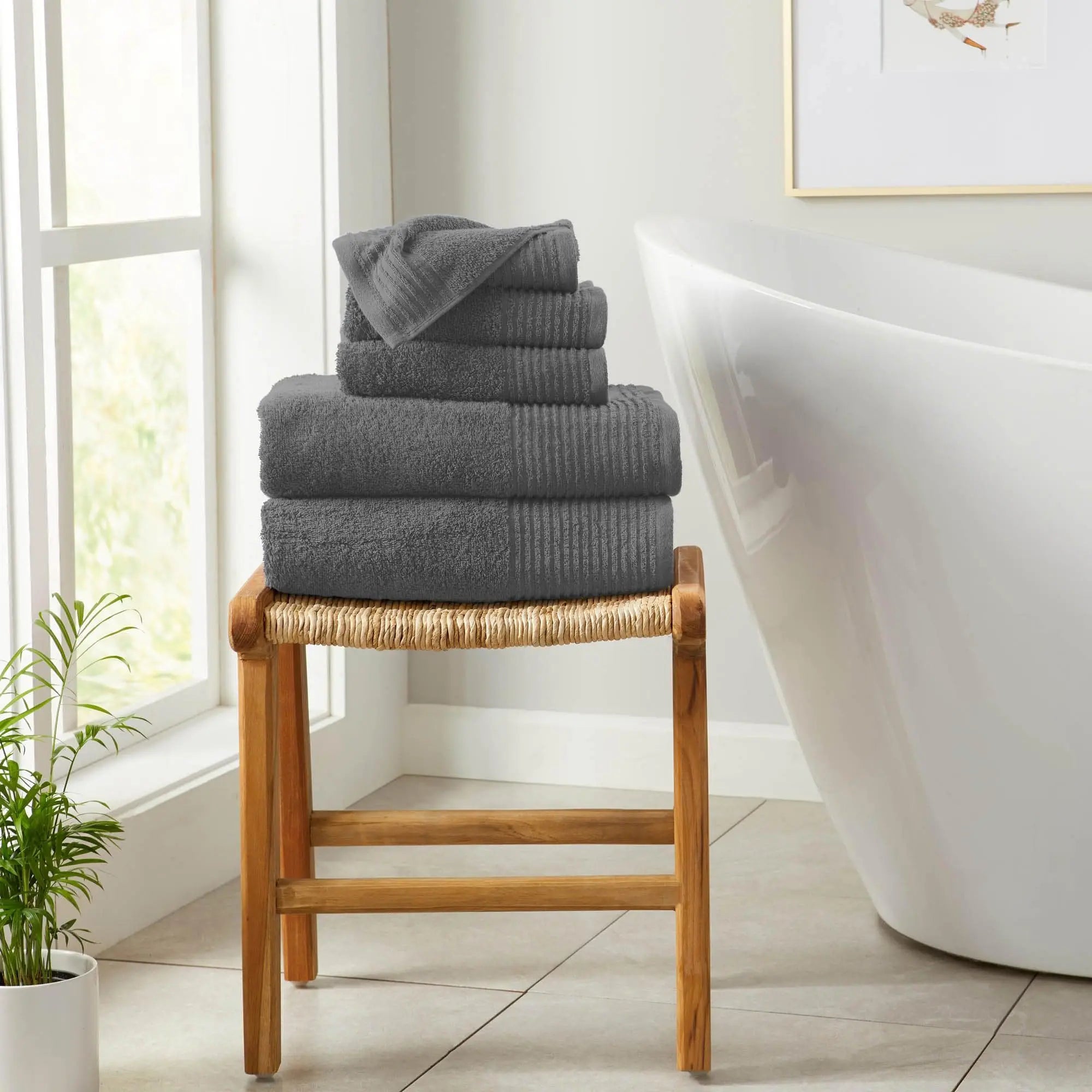 6 Piece Set Cotton Bath Towels - Kasper Collection Great Bay Home