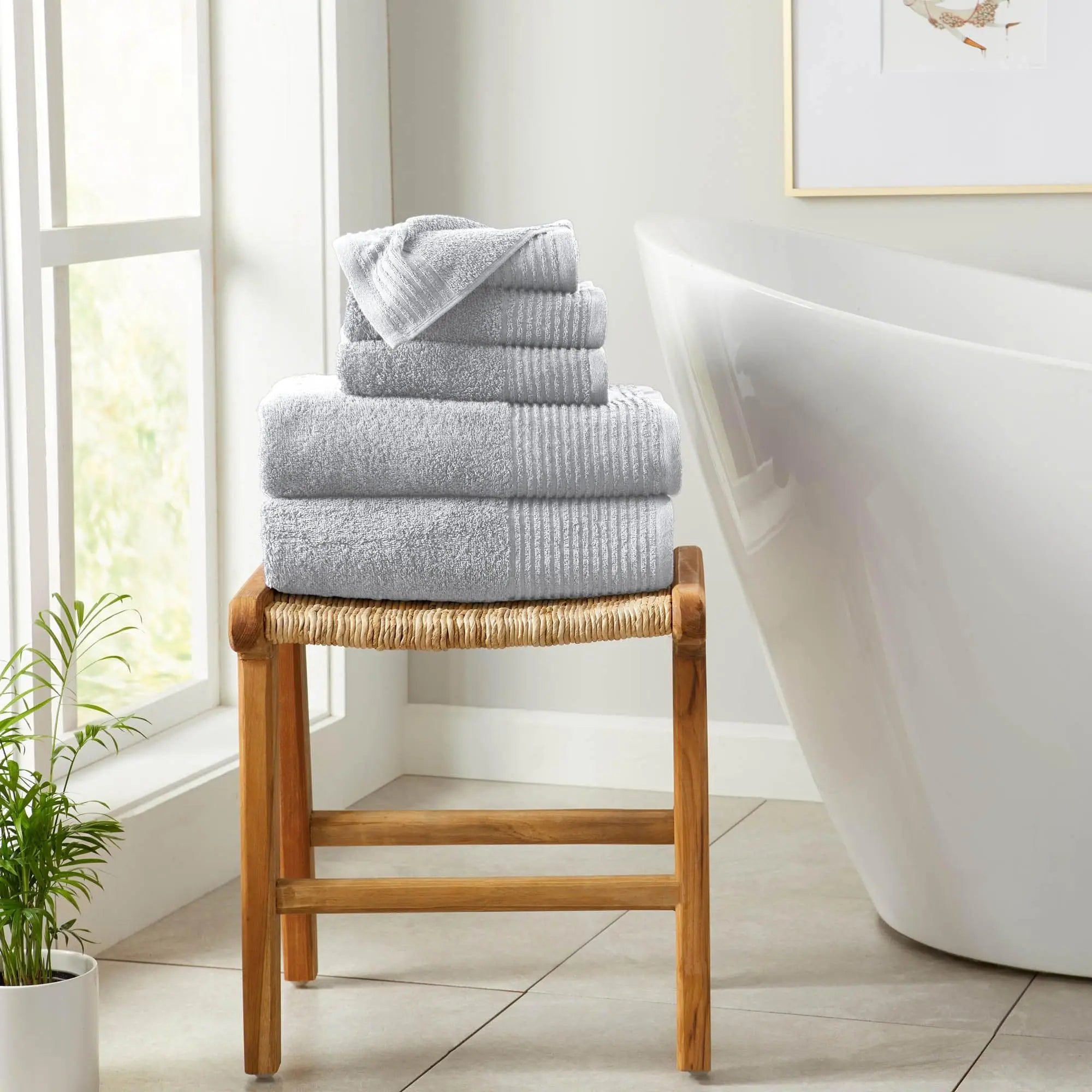 6 Piece Set Cotton Bath Towels - Kasper Collection Great Bay Home