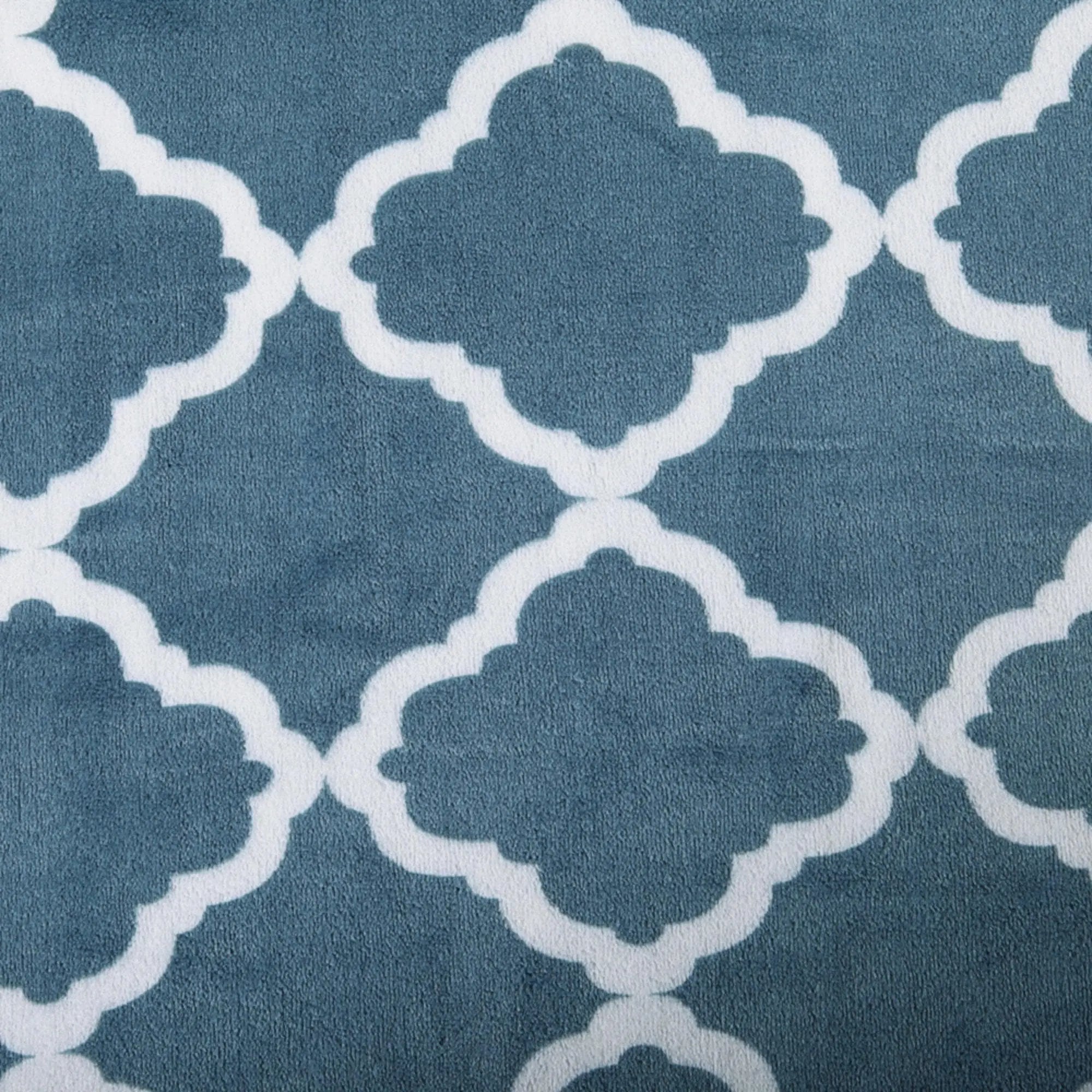 Velvet Luxe Bed Sheets by Great Bay Home in blue lattice pattern for winter warmth.