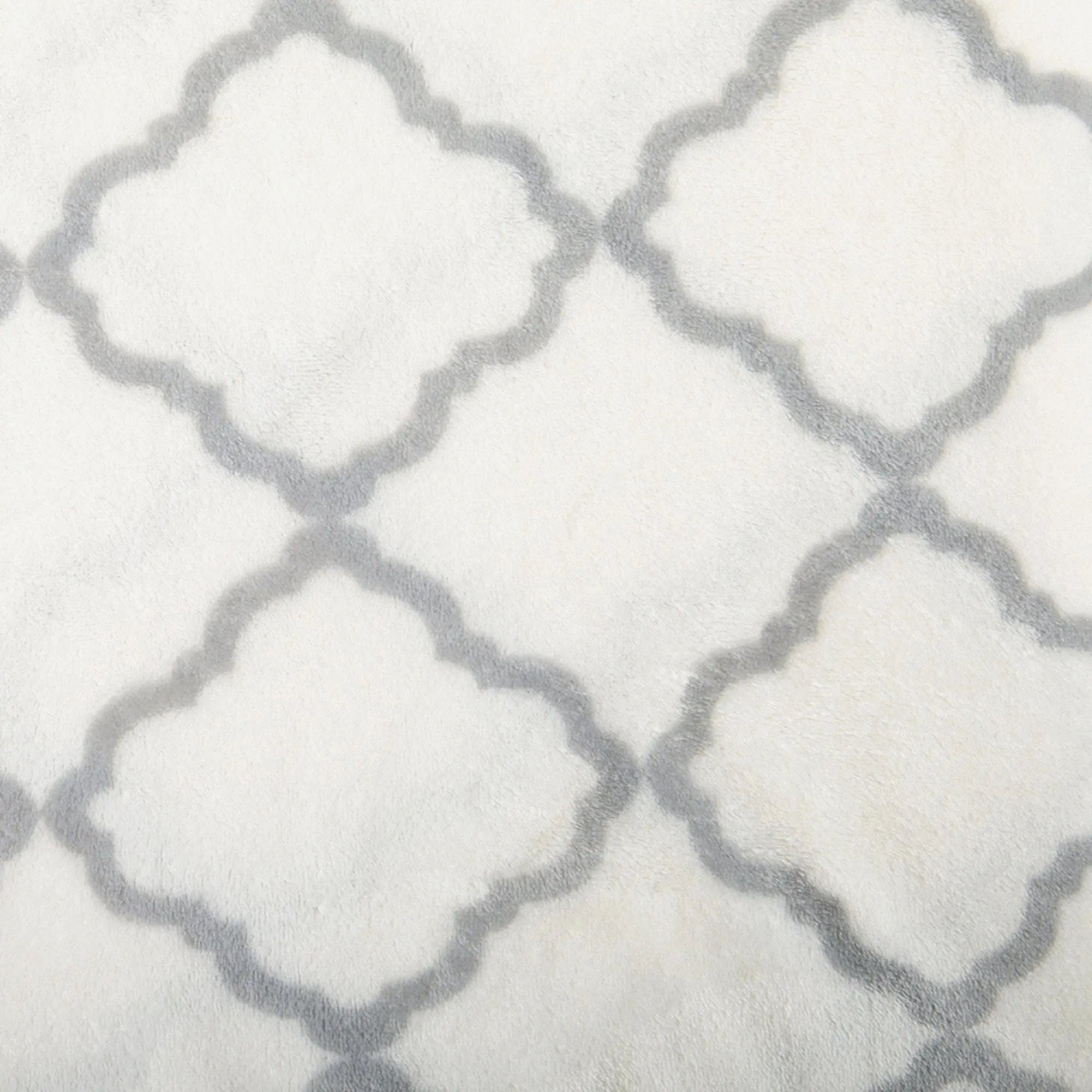 Velvet Luxe Bed Sheets by Great Bay Home, ivory and gray lattice pattern.