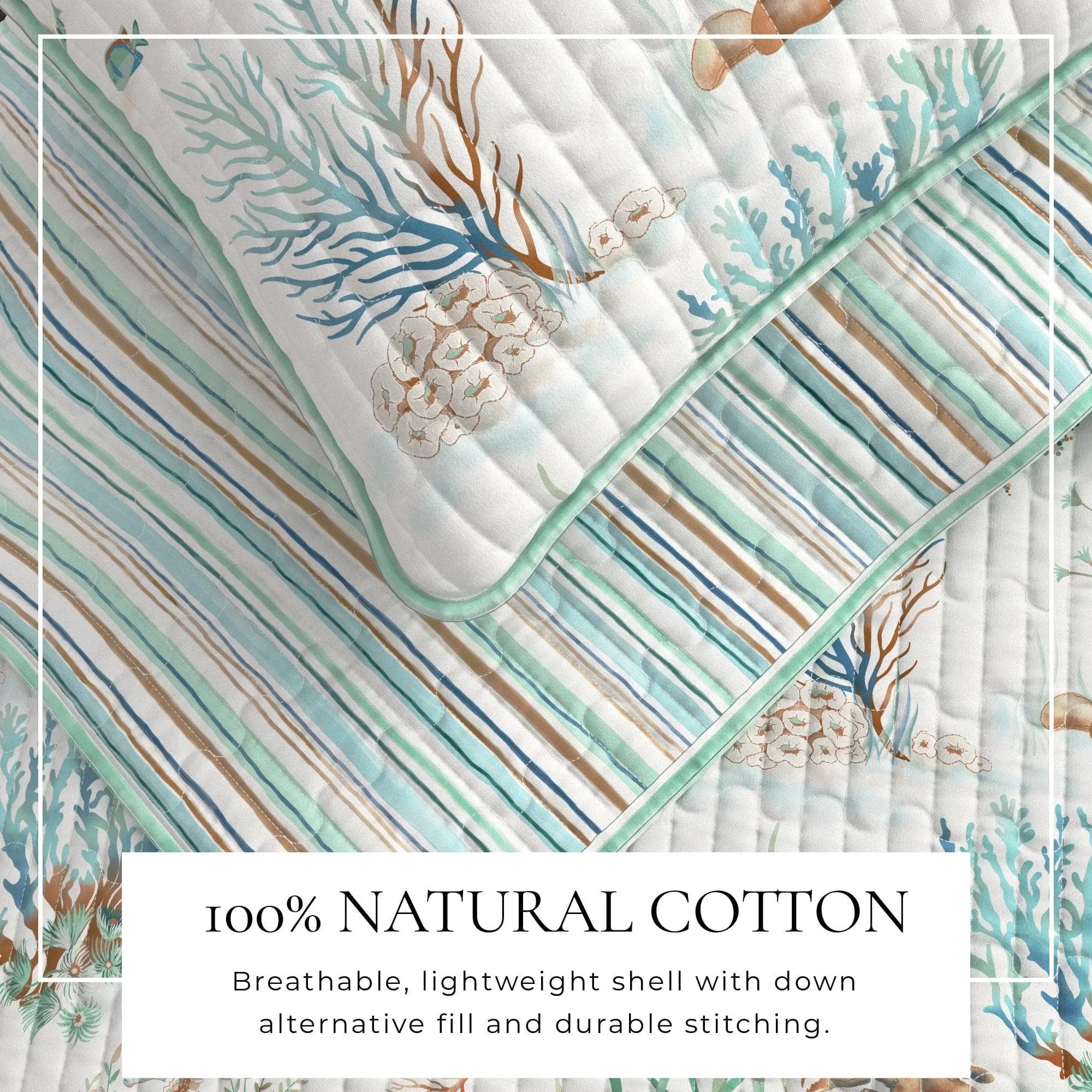 Coastal Printed Cotton Quilt Set - Santa Barbara Collection Great Bay Home