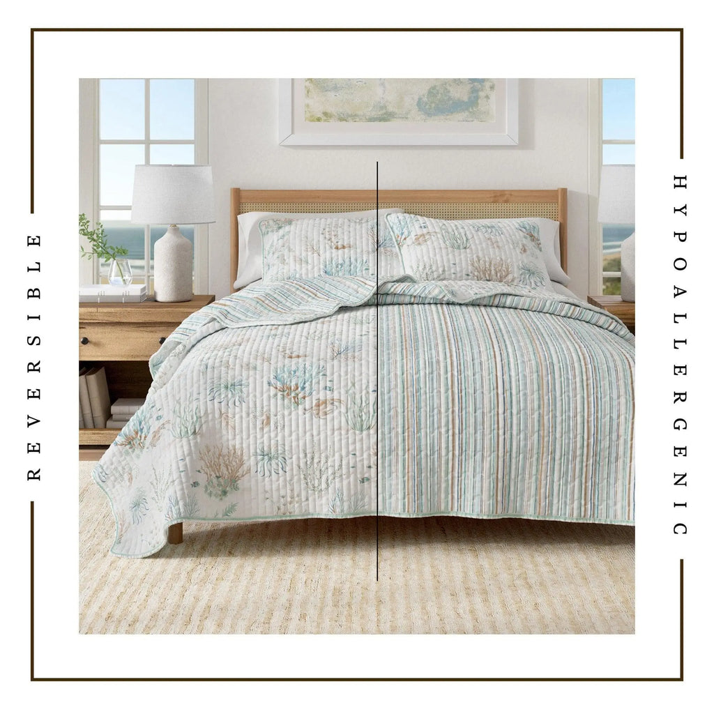 Coastal Printed Cotton Quilt Set - Santa Barbara Collection Great Bay Home