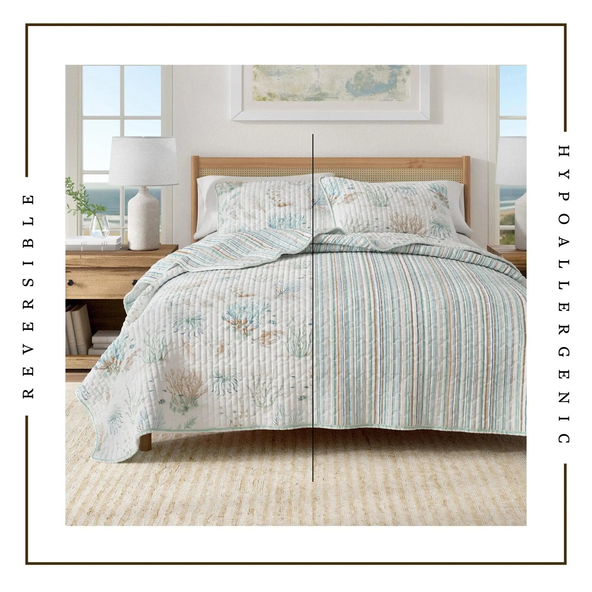 Coastal Printed Cotton Quilt Set - Santa Barbara Collection Great Bay Home