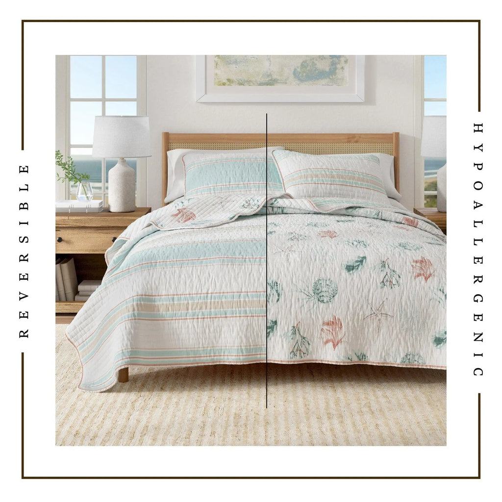 Coastal Printed Cotton Quilt Set - St. Augustine Collection Great Bay Home