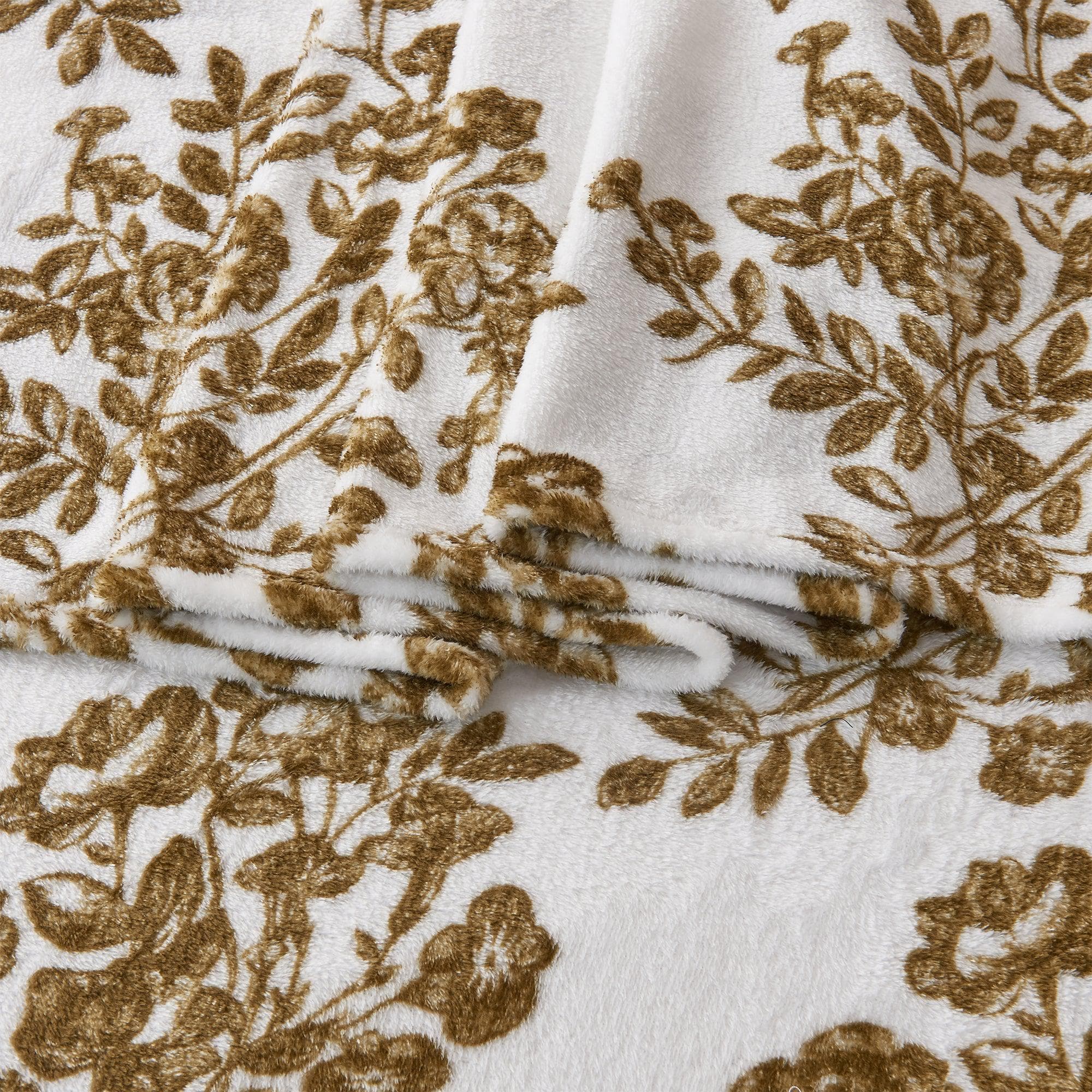Velvet Luxe Bed Sheets - Lattice Collection, plush white velvet with gold-brown floral lattice pattern